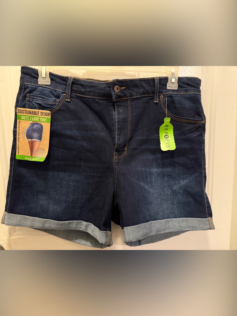 Wax Jean Dark Blue Rolled-Cuff women’s 2X Denim Shorts